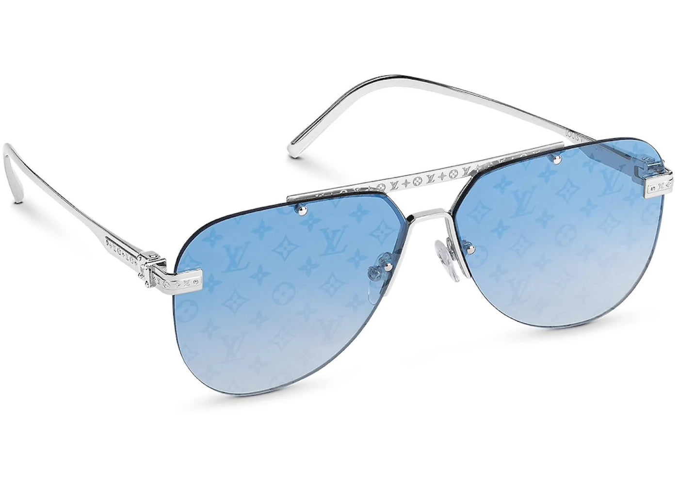 Louis Vuitton Monogram Silver/Blue Louis Vuitton Sunglasses LV Ash Silver