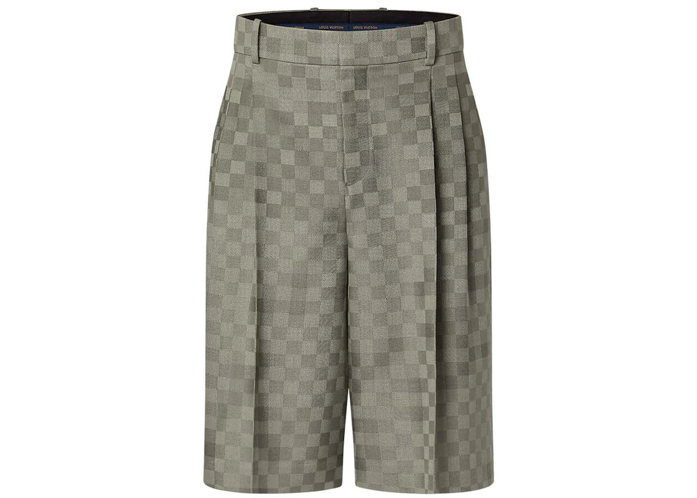 Louis Vuitton Tailored Wide Damier Damoflage Wool Shorts Grey