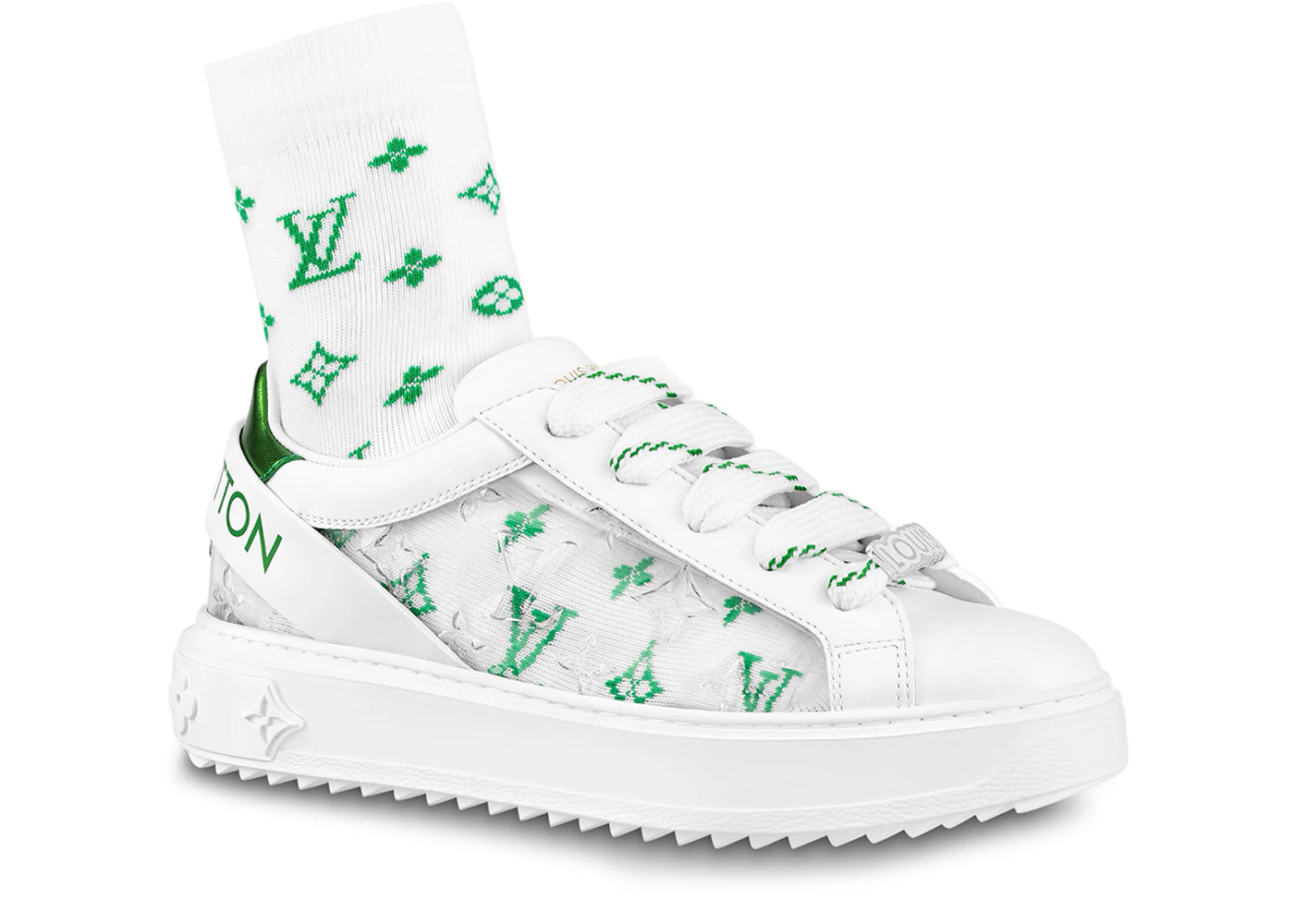 Louis Vuitton Time Out Debossed Monogram Transparent Upper White Green (Women's) (White Green Socks Included)