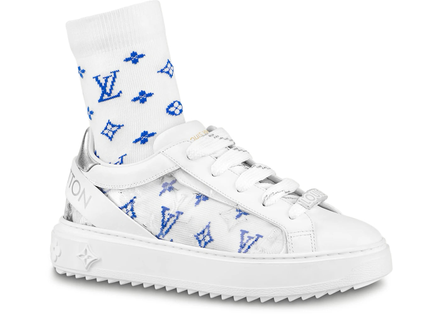 Louis Vuitton Time Out Debossed Monogram Transparent Upper White Silver (Women's) (White Blue Socks Included)