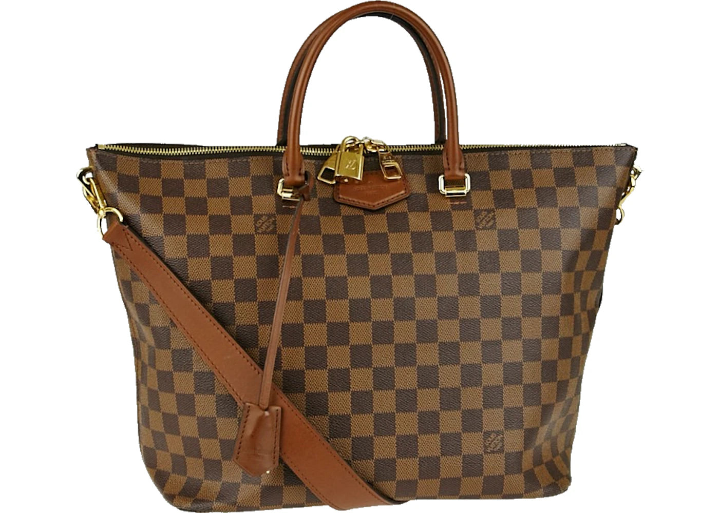 Louis Vuitton Tote Belmont Damier Ebene With Accessories Brown