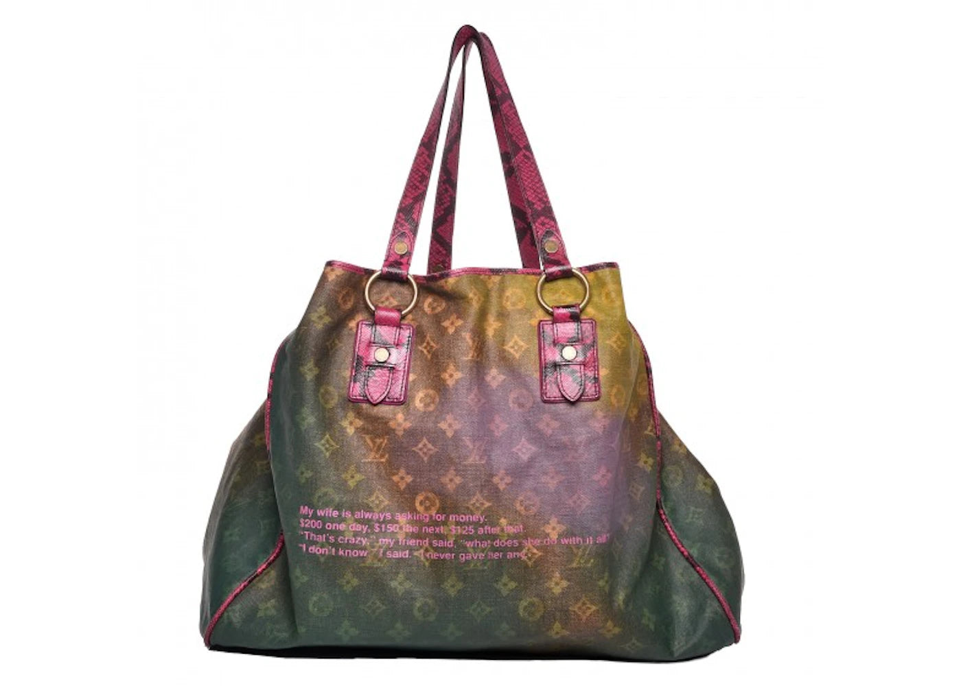 Louis Vuitton Tote Richard Prince DUDERANCH Jokes Monogram Printed Yellow/Pink/Brown