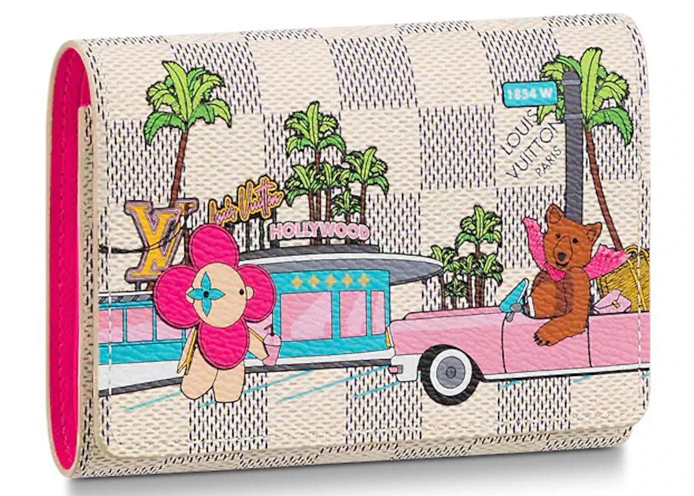 Louis Vuitton Victorine Wallet Damier Azur Vivienne Fuchsia Pink