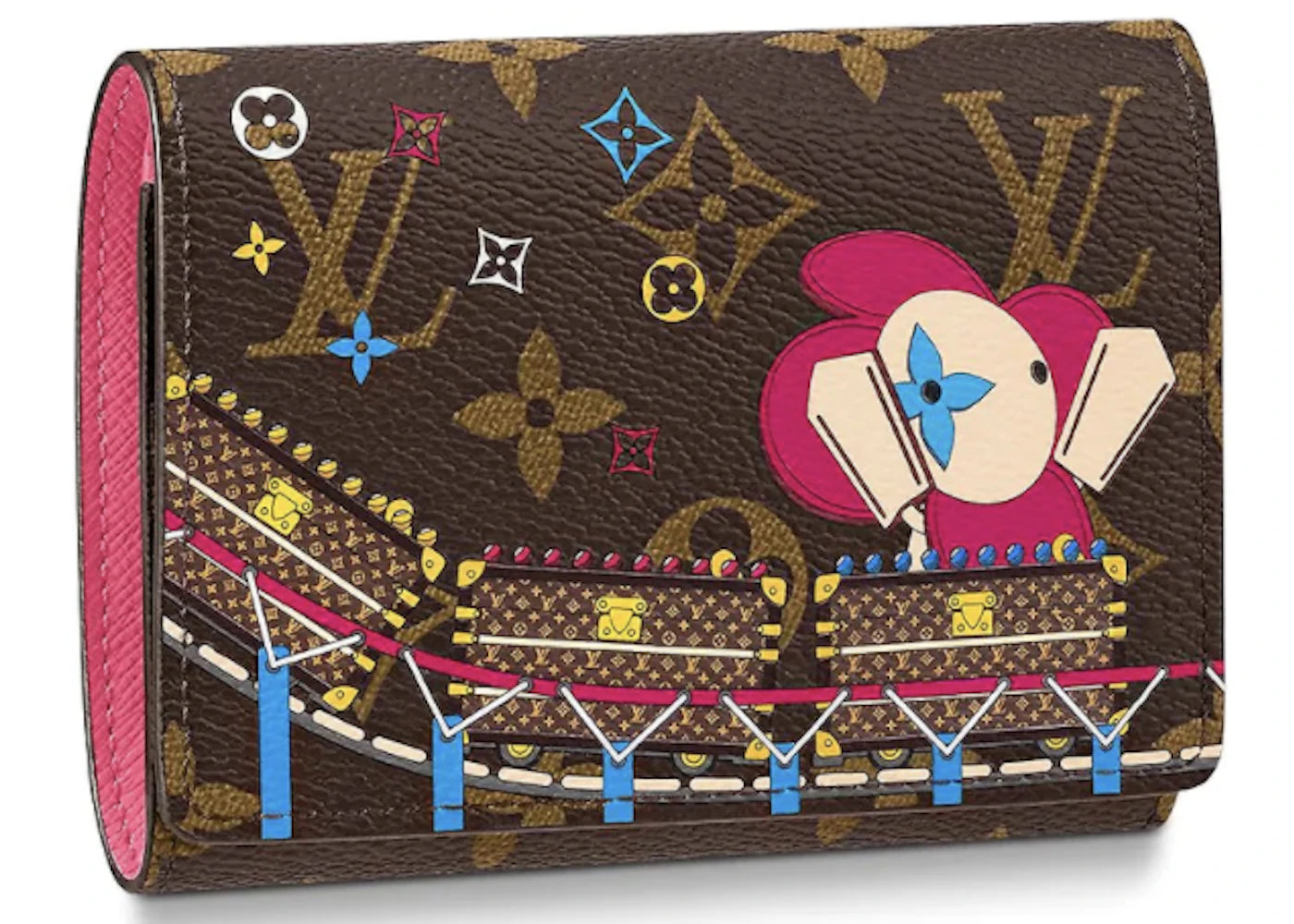 Louis Vuitton Victorine Wallet Monogram (6 Card Slot) Vivienne Holiday Rose Pivoine Pink