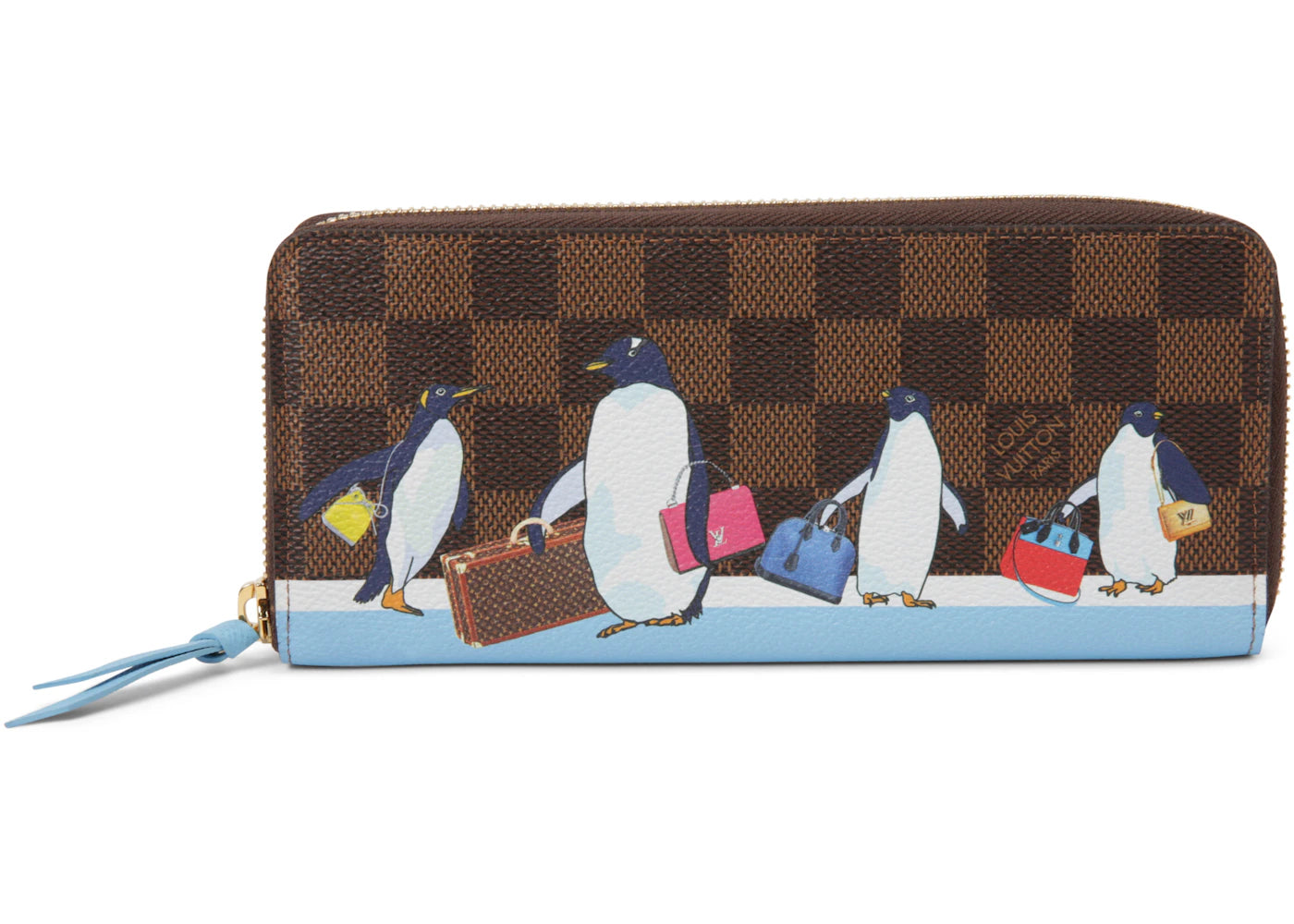 Louis Vuitton Wallet Clemence Penguins Xmas Damier Ebene Brown/Blue