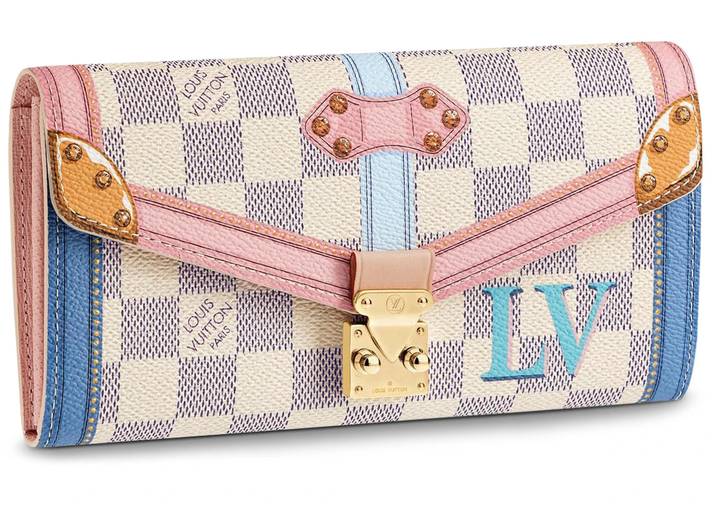 Louis Vuitton Wallet Sarah Damier Azur Summer Trunk Collection White/Blue/Pink