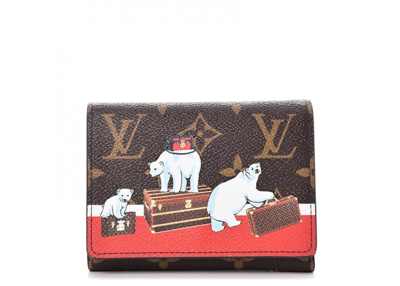 Louis Vuitton Wallet Victorine Illustre Xmas Polar Bear Monogram Brown/Red
