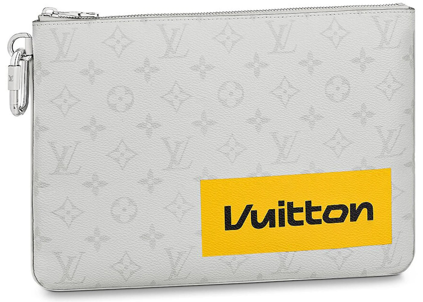 Louis Vuitton Zipped Pouch Monogram Logo Story GM White