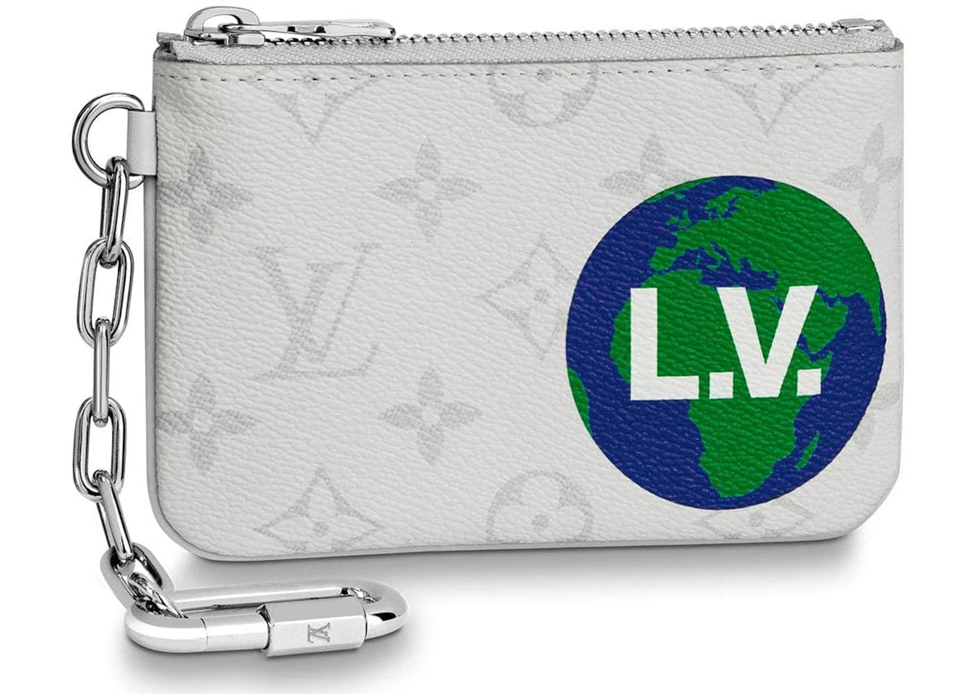 Louis Vuitton Zipped Pouch Monogram Logo Story PM White
