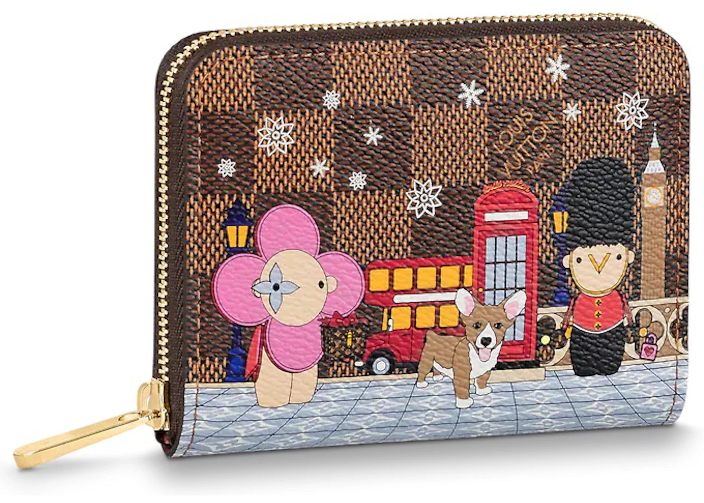 Louis Vuitton Zippy Coin Purse Damier Ebène Vivienne Red