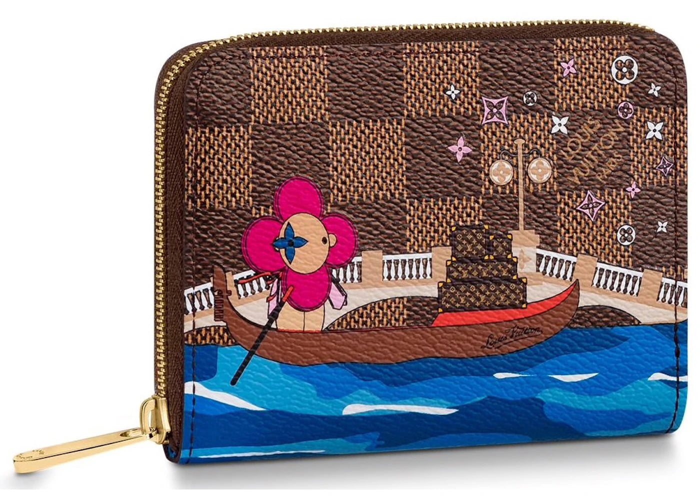 Louis Vuitton Zippy Coin Purse Damier Ebene Vivienne Venice Blue Lining