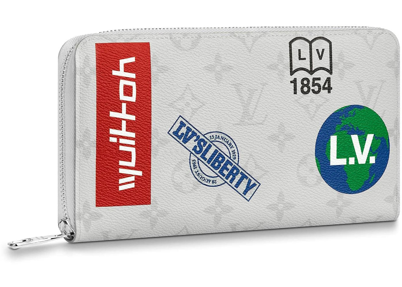 Louis Vuitton Zippy Organizer Monogram Logo Story White