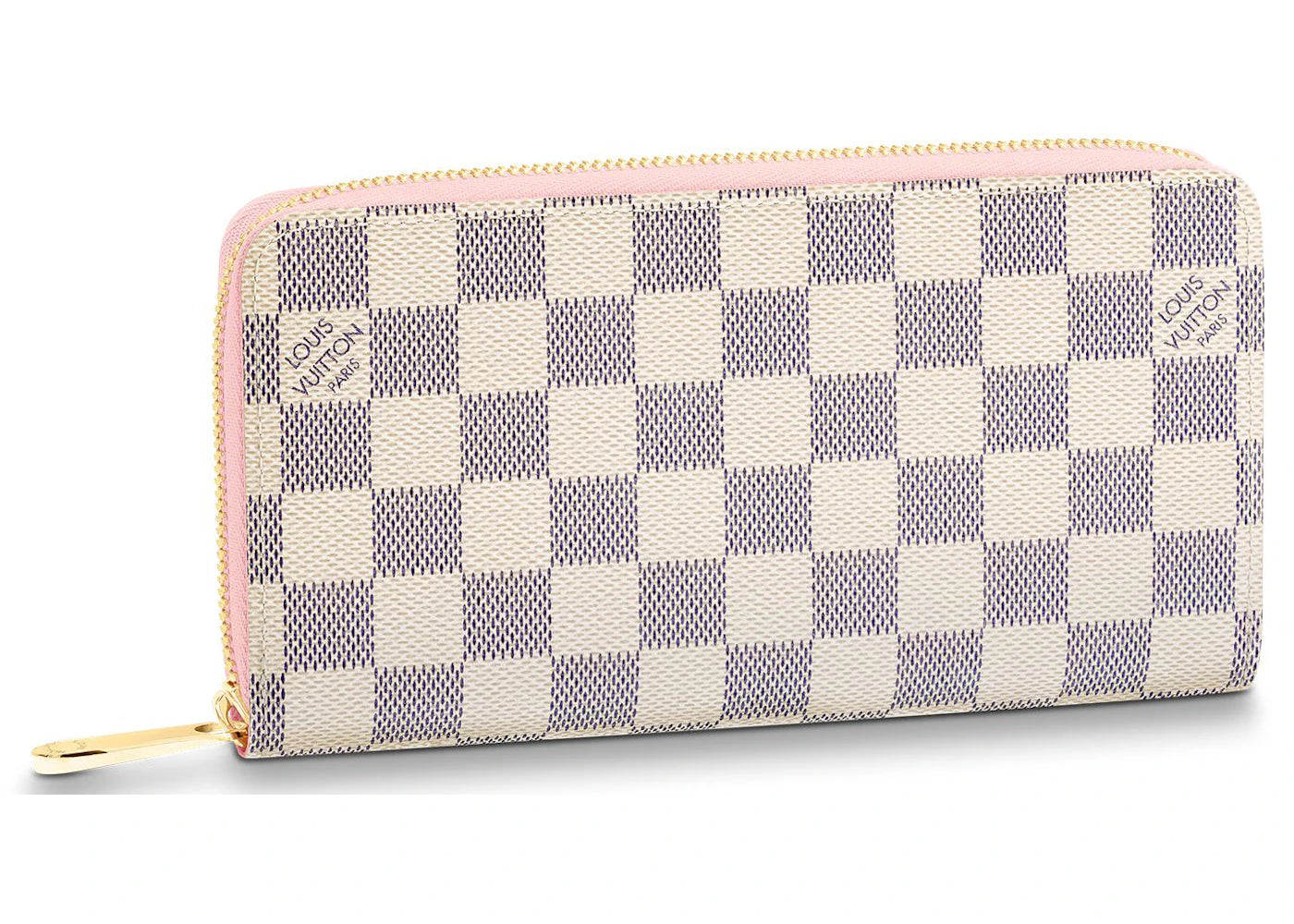Louis Vuitton Zippy Wallet Damier Azur Rose Ballerine Lining