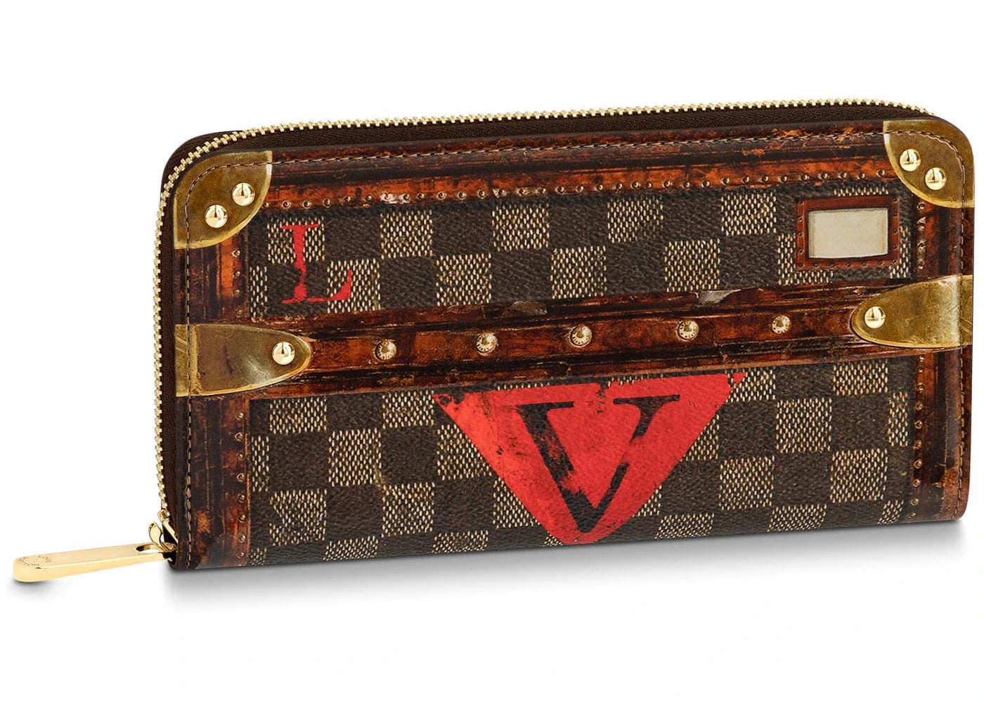 Louis Vuitton Zippy Wallet Damier Ebene Time Trunk Brown Multicolor