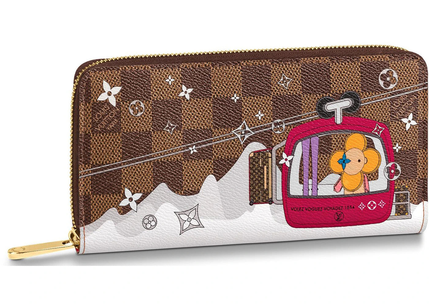 Louis Vuitton Zippy Wallet Damier Ebene Vivienne Courchevel Fuchsia Lining