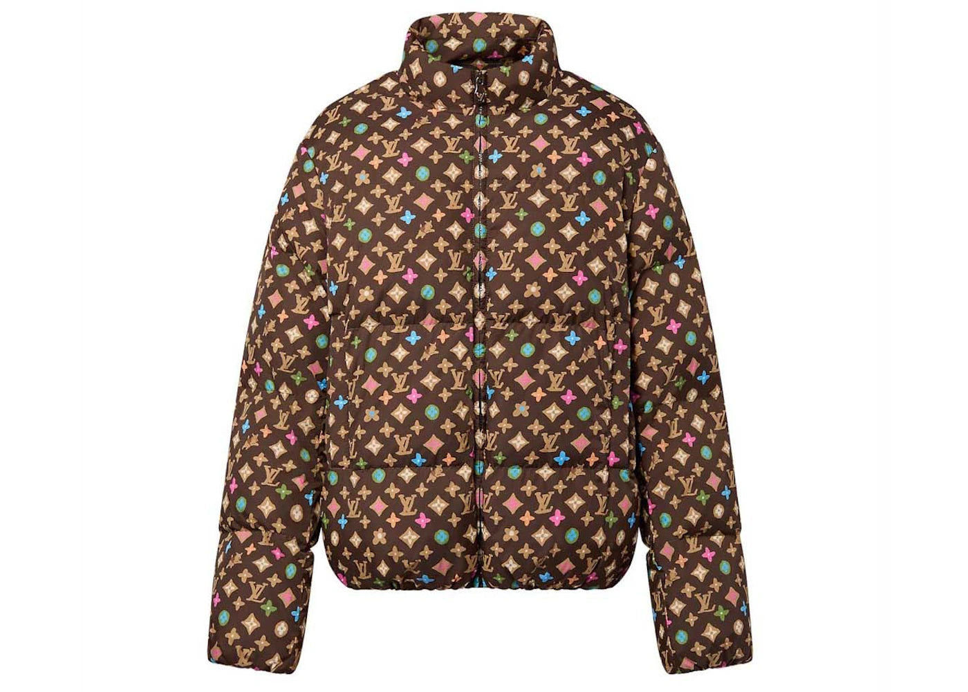 Louis Vuitton by Tyler, the Creator Monogram Printed Light Down Jacket Brown Pastel Multicolor