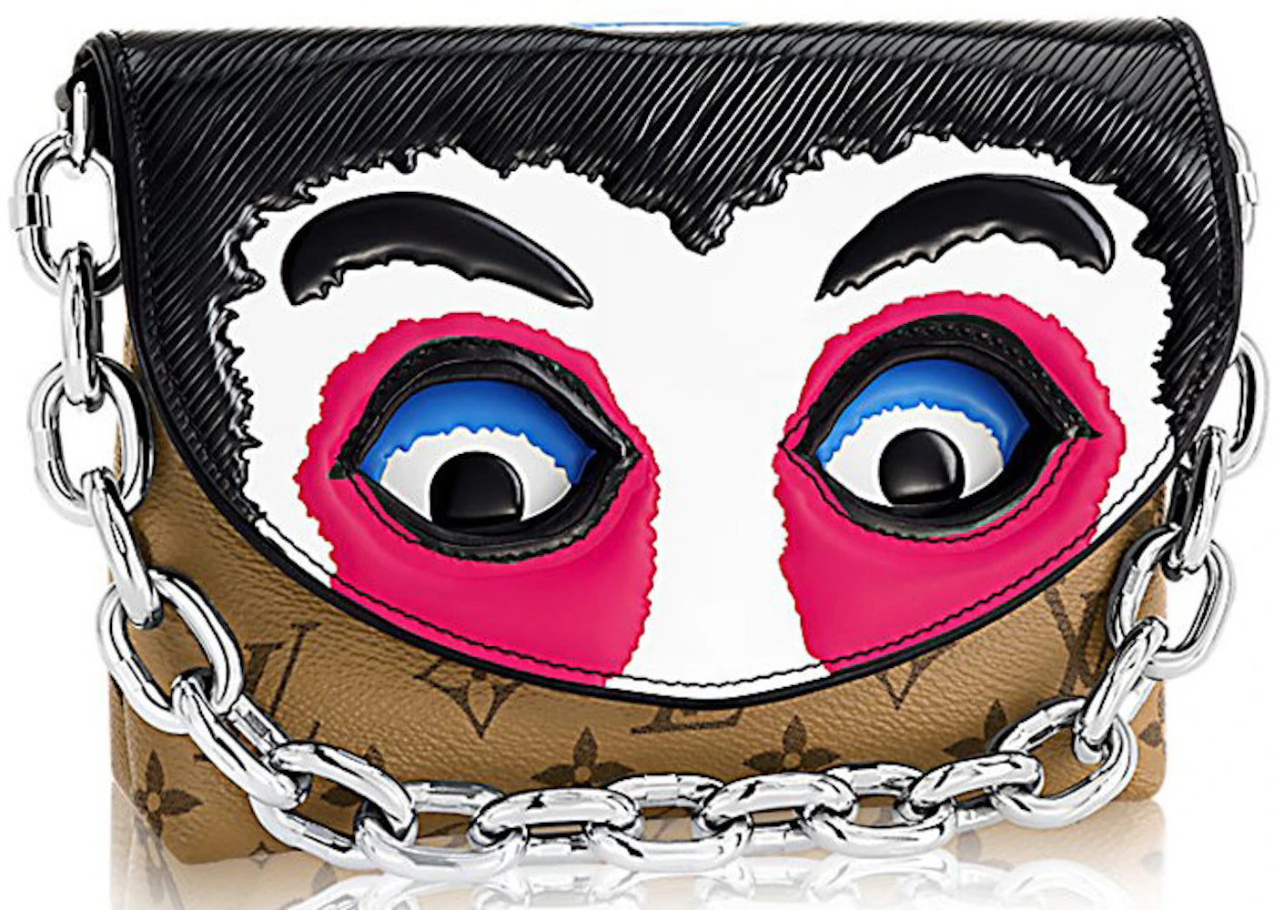 Louis Vuitton x Kansai Yamamoto Pochette Monogram Reverse Epi Kabuki Masks Fuchsia