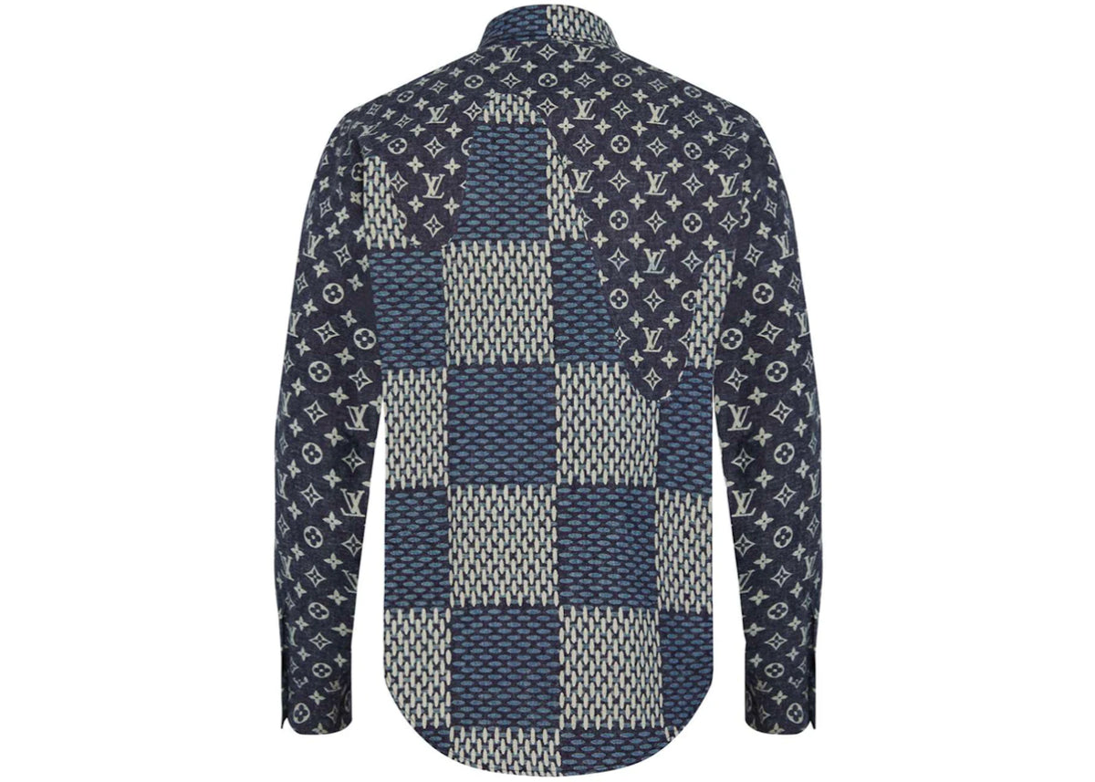 Louis Vuitton x Nigo MNGM Waves Giant Damier Flannel Shirt Indigo