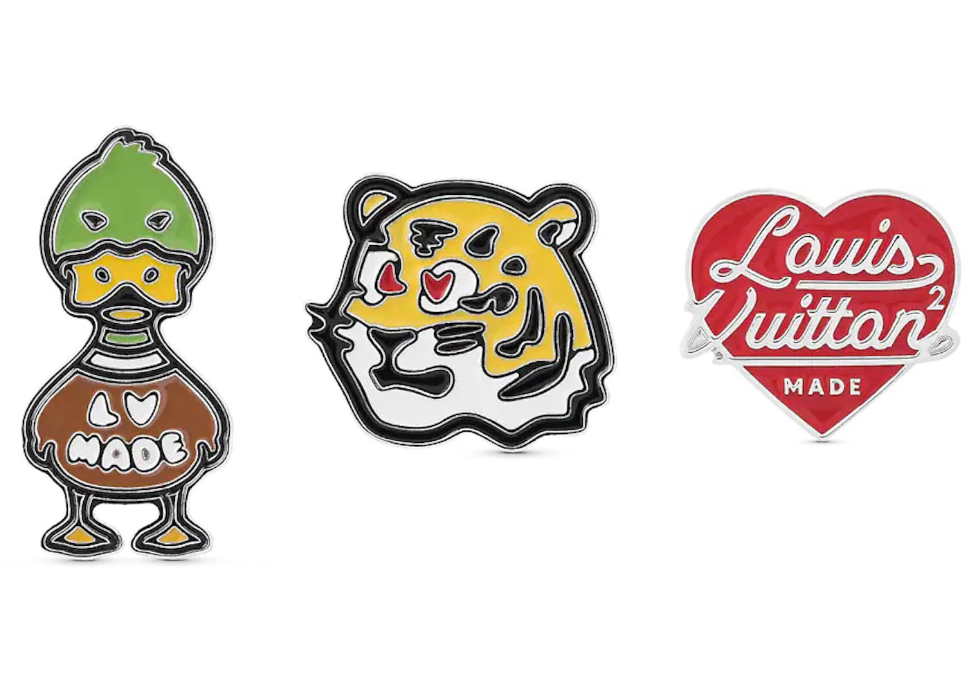 Louis Vuitton x Nigo Pins Set of 3 Silver