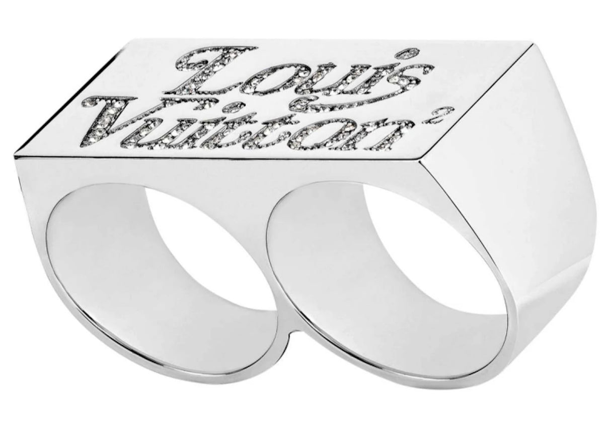 Louis Vuitton x Nigo Squared Strass Double Ring Silver