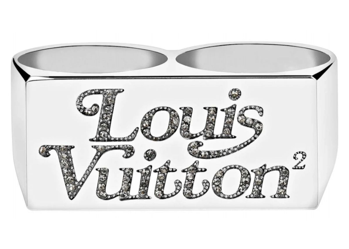 Louis Vuitton x Nigo Squared Strass Double Ring Silver