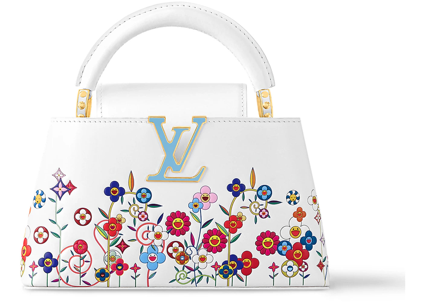 Louis Vuitton x Takashi Murakami Capucines East-West Mini White