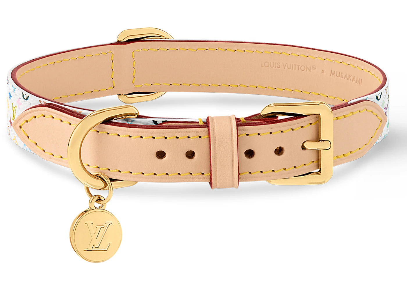 Louis Vuitton x Takashi Murakami Monogram Multicolor Dog Collar MM White Multicolored