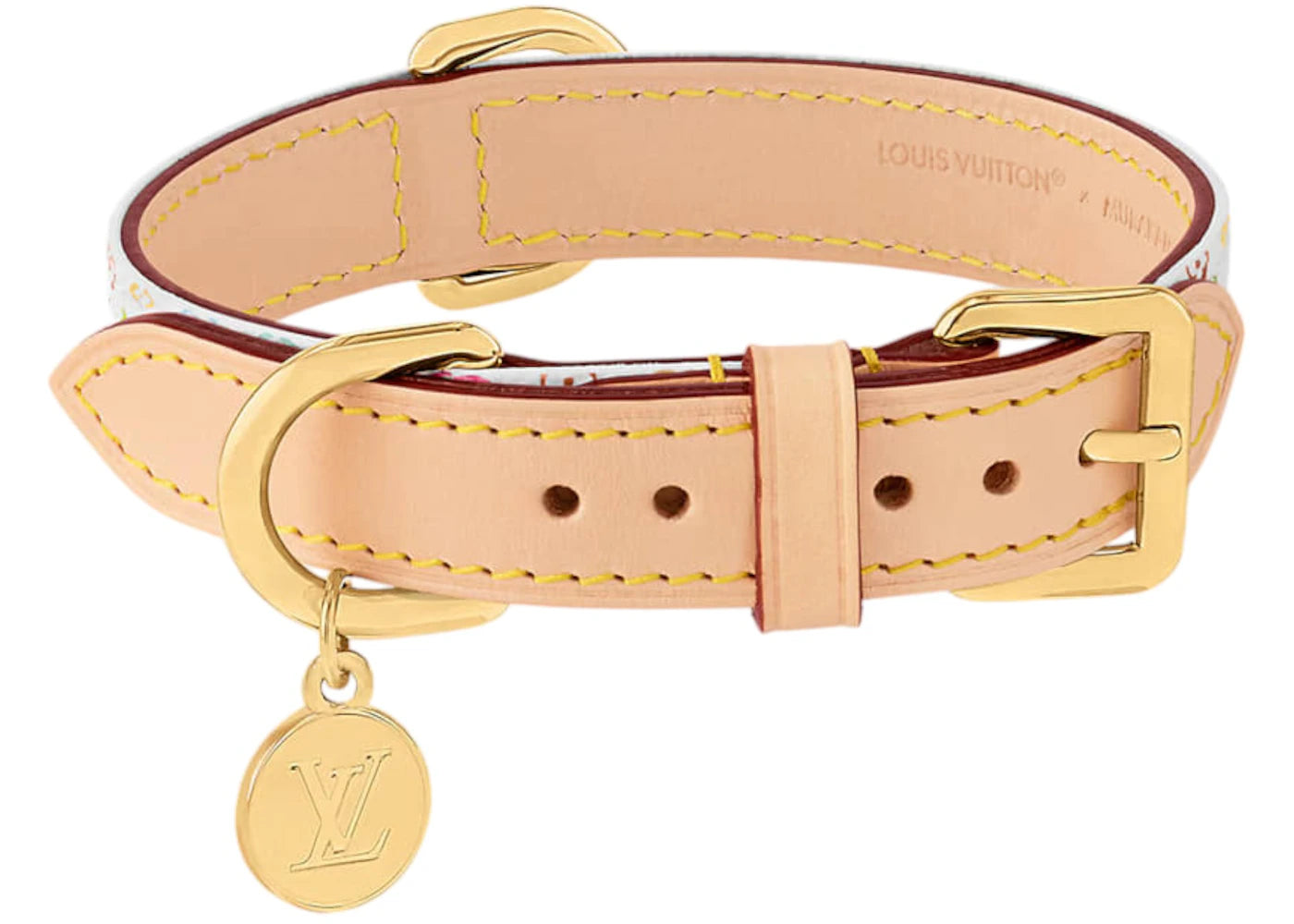 Louis Vuitton x Takashi Murakami Monogram Multicolor Dog Collar PM White Multicolored