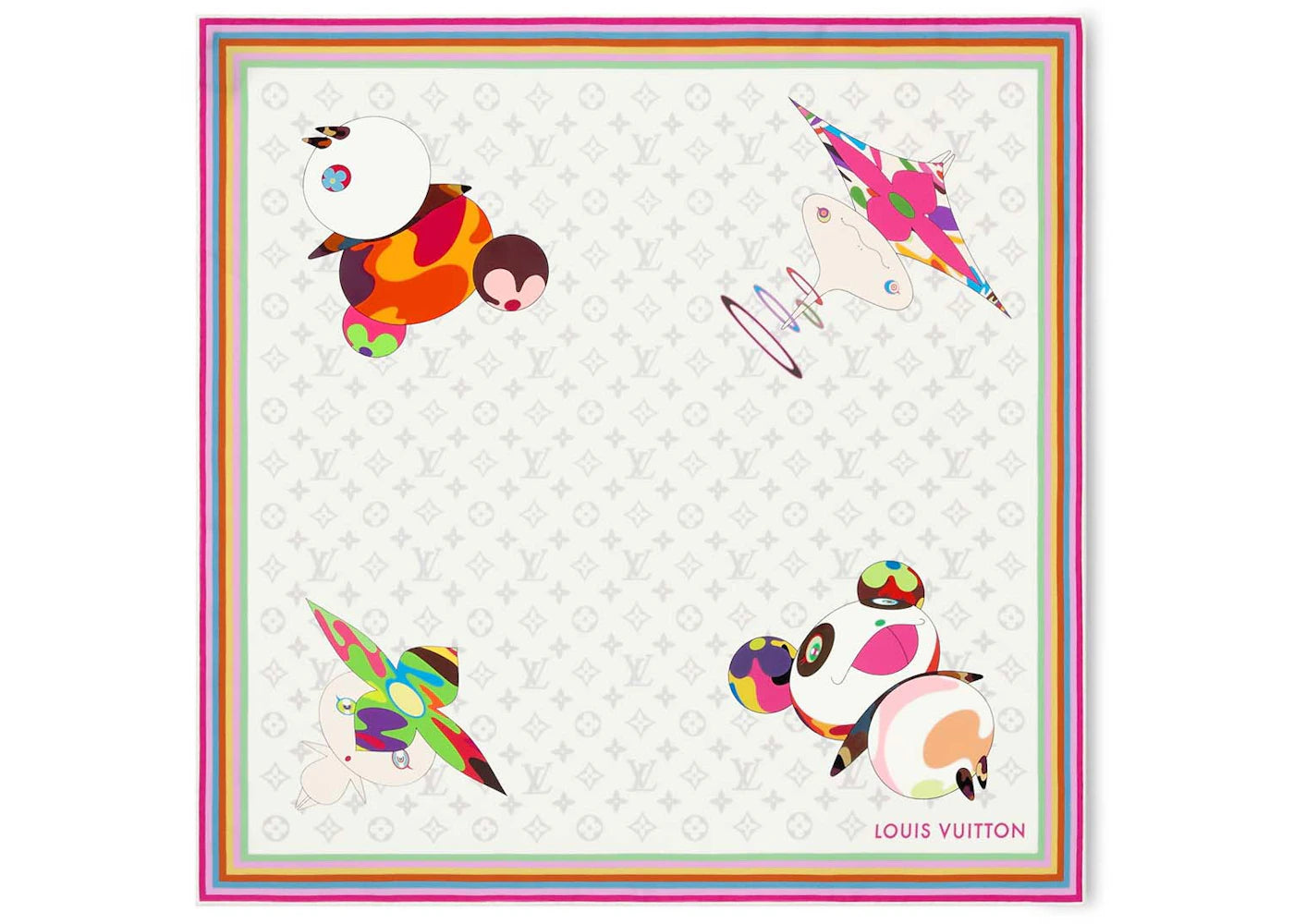 Louis Vuitton x Takashi Murakami Monogram Superflat Characters Square 70 White