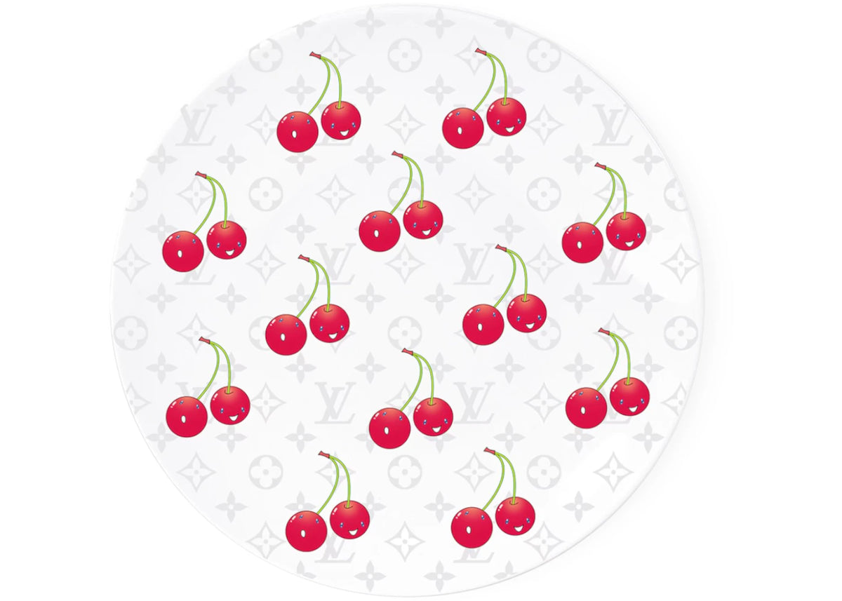 Louis Vuitton x Takashi Murakami Set of 2 Cherry Dessert Plates White Monogram