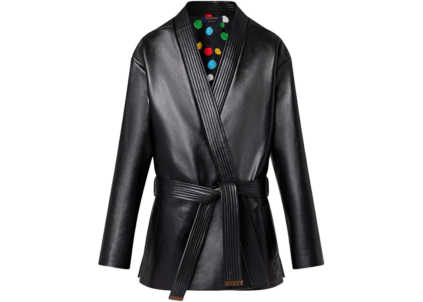 Louis Vuitton x Yayoi Kusama Leather Wrap Jacket Black