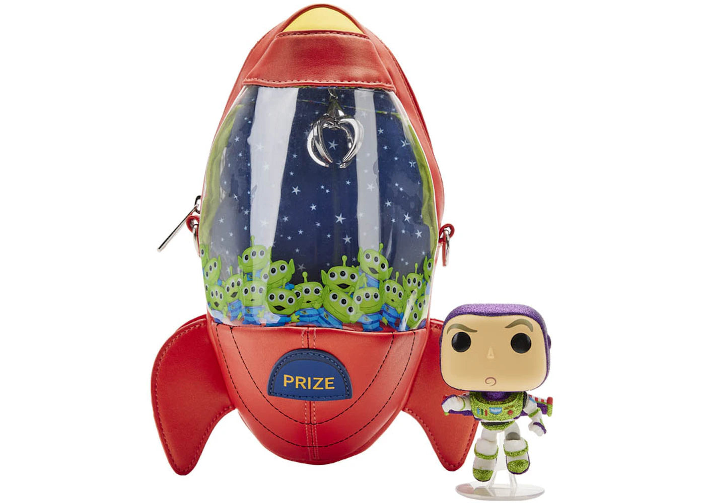 Loungefly Disney Pixar Toy Story Pizza Planet Bag & Funko Pop! Toy Story 4 Buzz Lightyear Diamond Collection Limited Edition Bundle