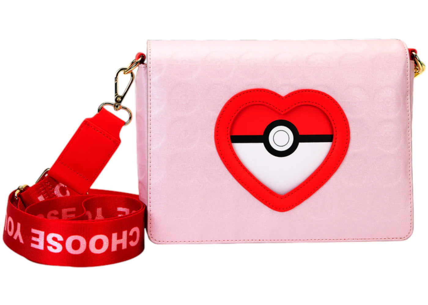 Loungefly Pokémon Exclusive I Choose You Hearts Crossbody Bag Pink