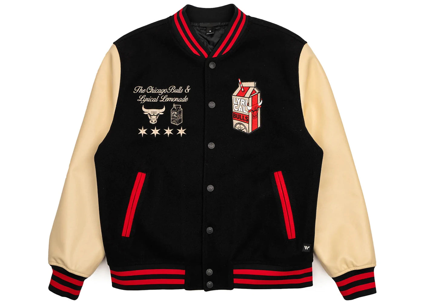 Lyrical Lemonade x Chicago Bulls Varsity Letterman Jacket Black/Cream/Red