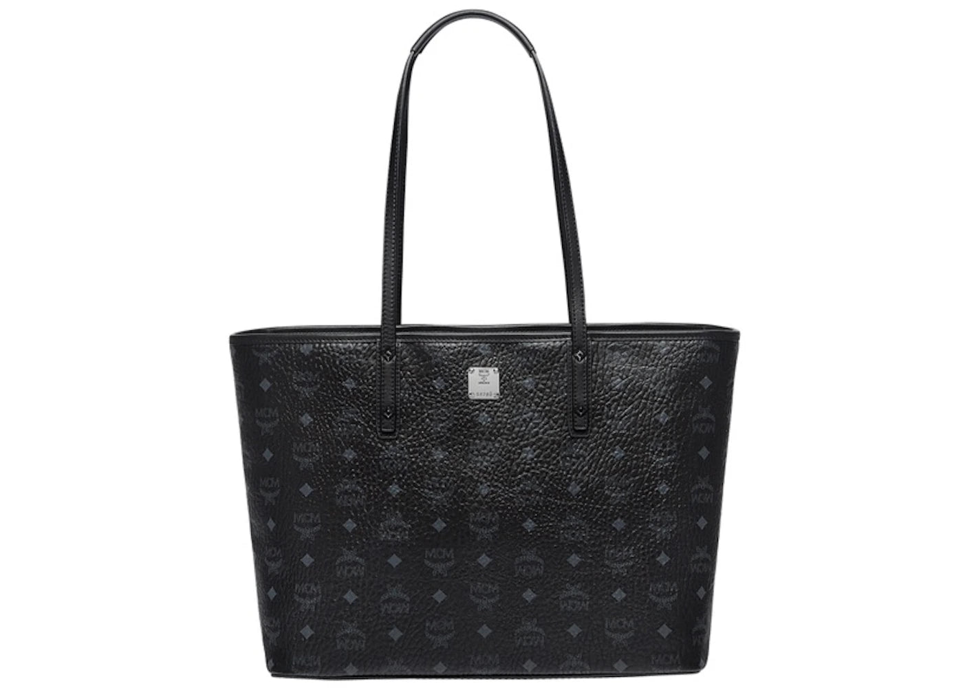 MCM Anya Top Zip Shopper Visetos Medium Black