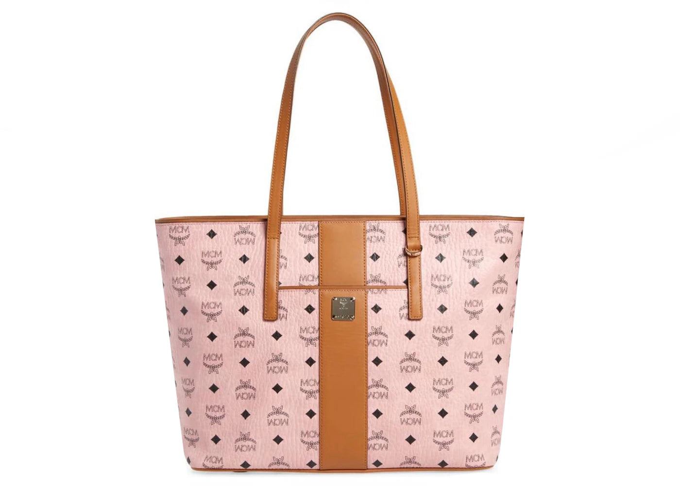 MCM Anya Visetos Shopper Tote Medium Pink