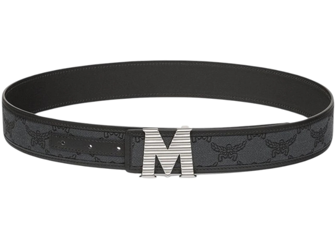 MCM Claus Fluted M Loretos Jacquard Reversible Belt Black/Grey
