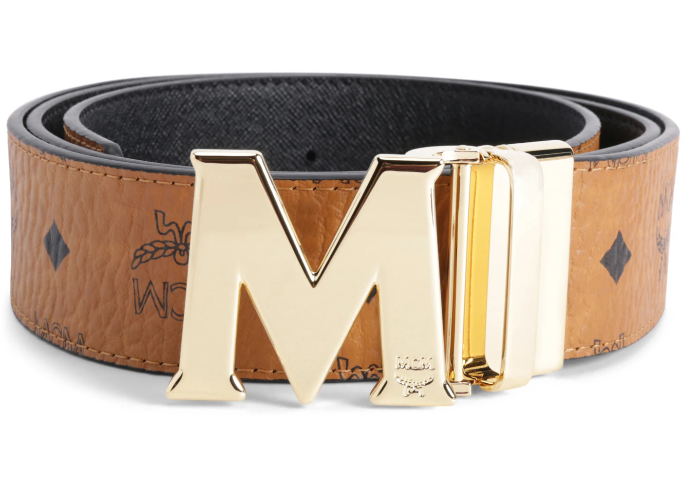 MCM Claus M Reversible Belt Visetos 1.75W 51In/130Cm Cognac