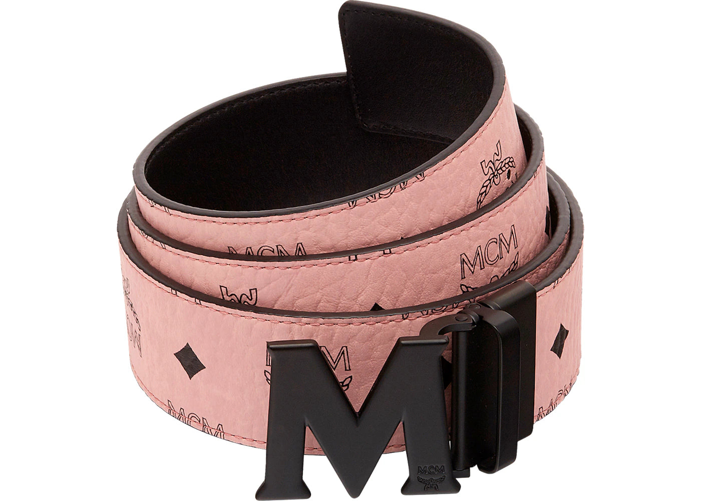 MCM Claus M Reversible Belt Visetos 1.75W 51In/130Cm Soft Pink