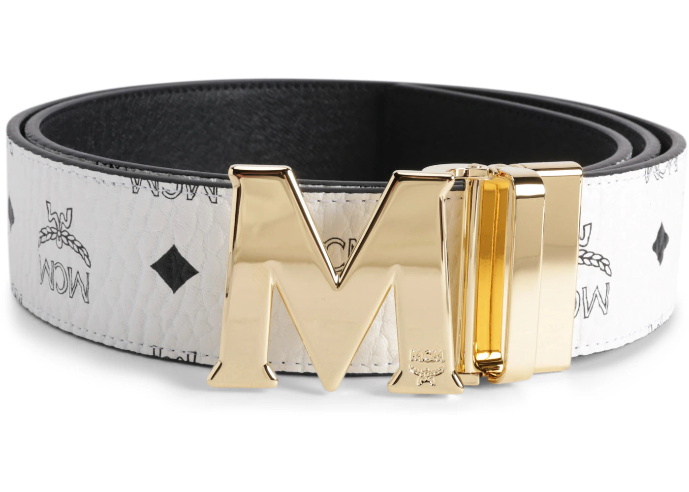 MCM Claus M Reversible Belt Visetos 1.75W 51In/130Cm White