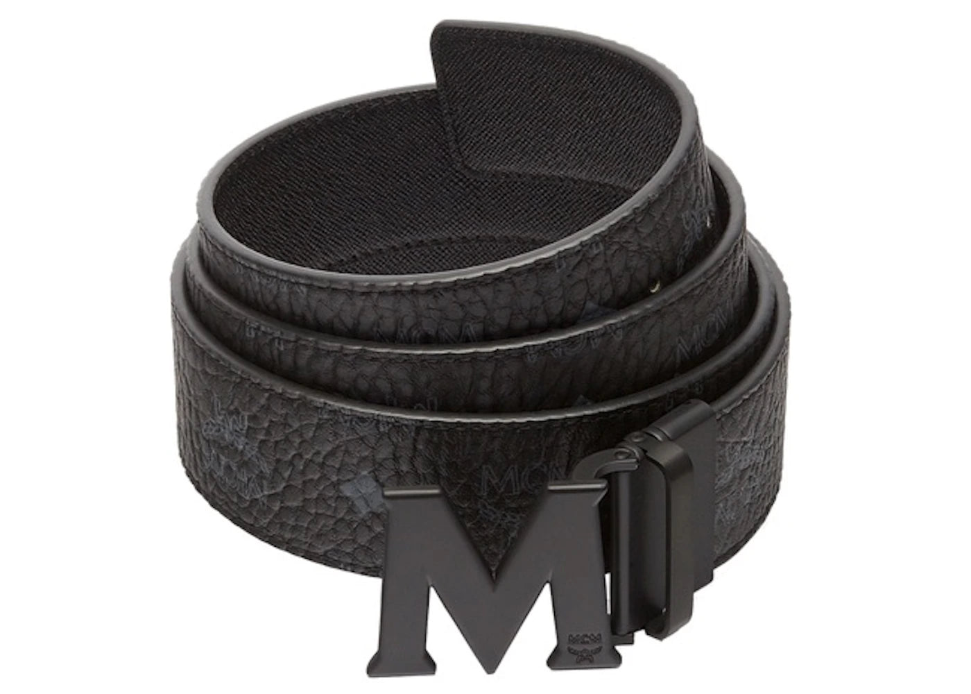 MCM Claus M Reversible Belt Visetos Matte Black-tone 1.75W 51In/130Cm Black