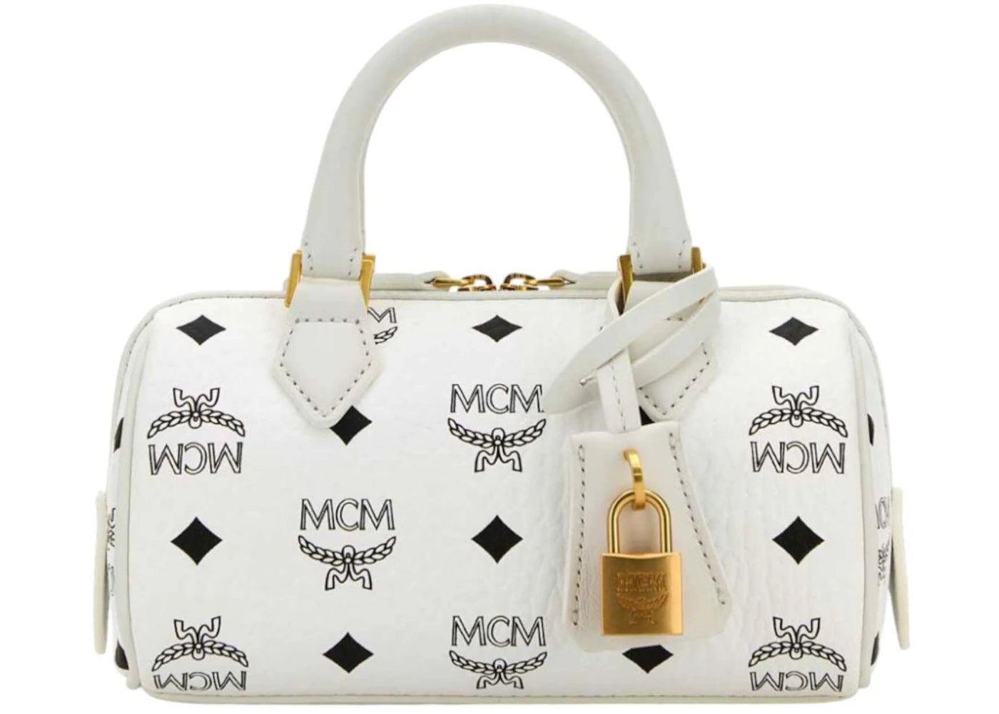 MCM Ella Vi Boston Mini Bag White