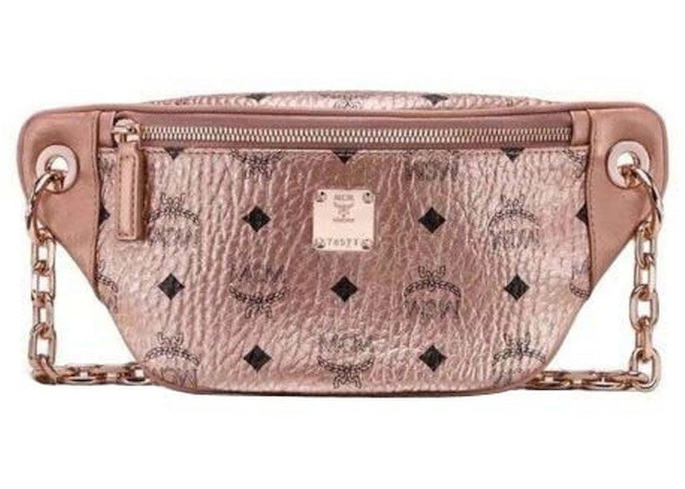 MCM Essential Visetos Crossbody Chain Bag Mini Rose Gold