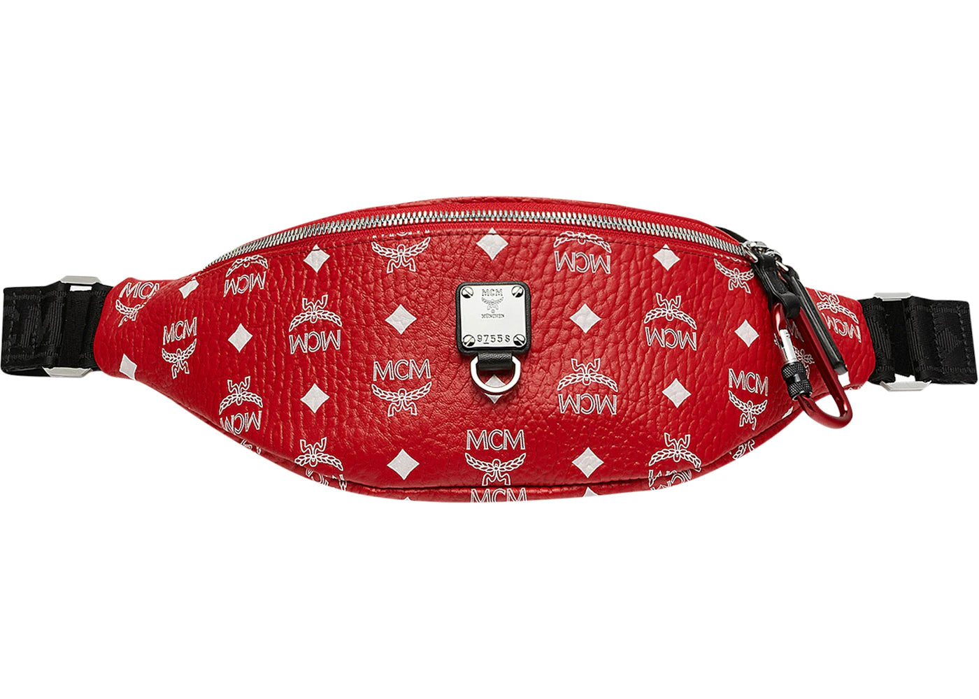 MCM Fursten Belt Bag White Visetos Small Viva Red