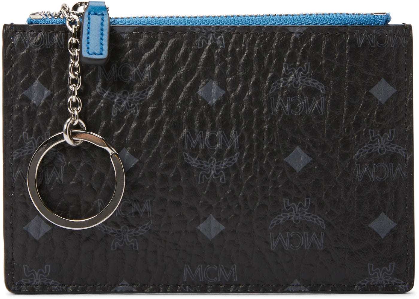 MCM Key Pouch Visetos Blue Contrast Small Black