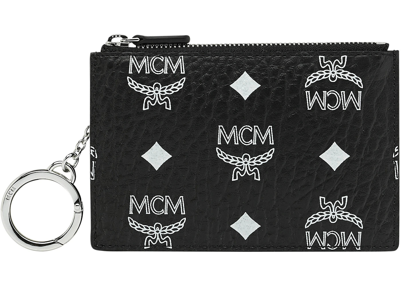 MCM Key Pouch White Visetos Black