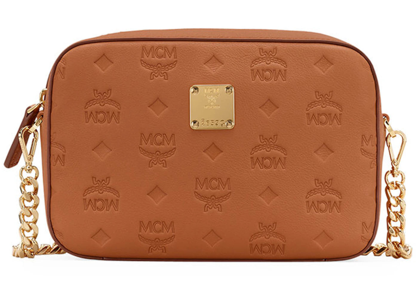 MCM Klara Crossbody Monogram Leather Cognac