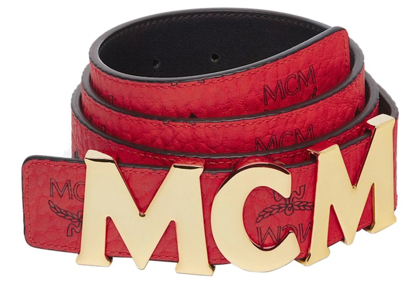 MCM Letter Belt Visetos 1.5W 51In/130Cm Ruby Red