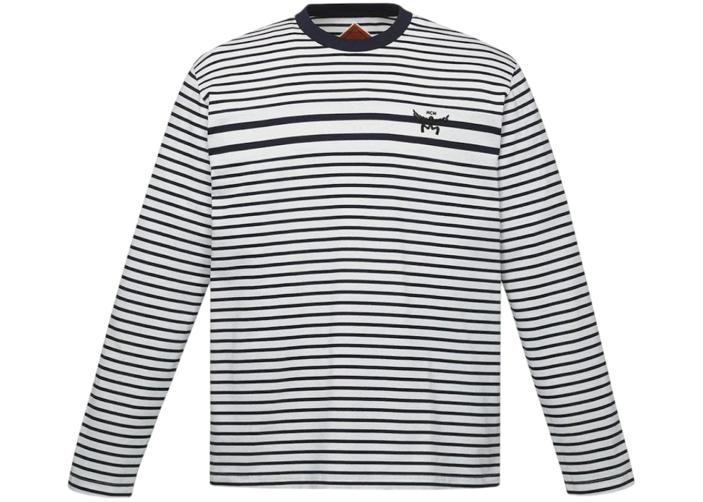 MCM Logo Stripe Long Sleeve T-shirt White Black