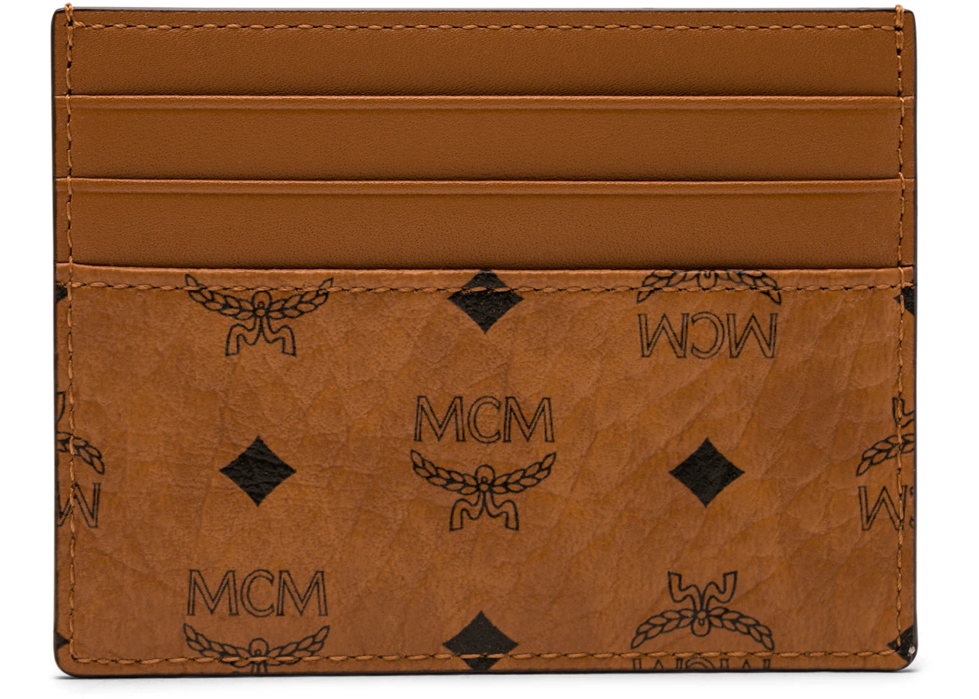 MCM Money Clip Card Case Visetos Mini Cognac